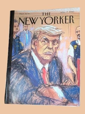 The New Yorker Magazine April 17, 2023 Cover - Trump Courtroom Sketch